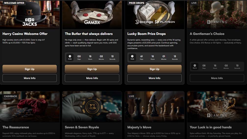 Harry Casino bonuses screenshot