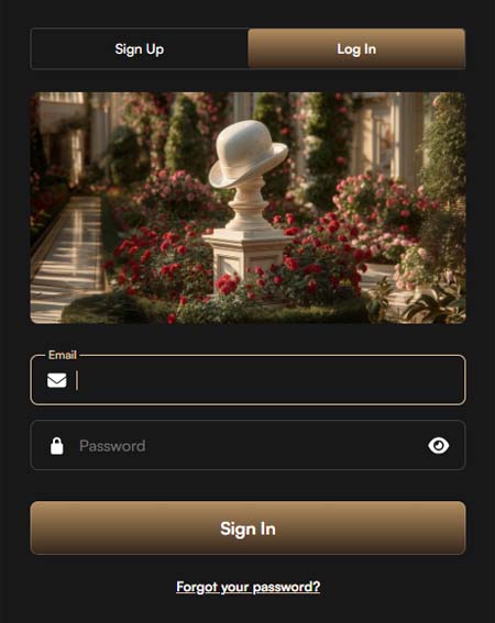 Harry Casino login screenshot