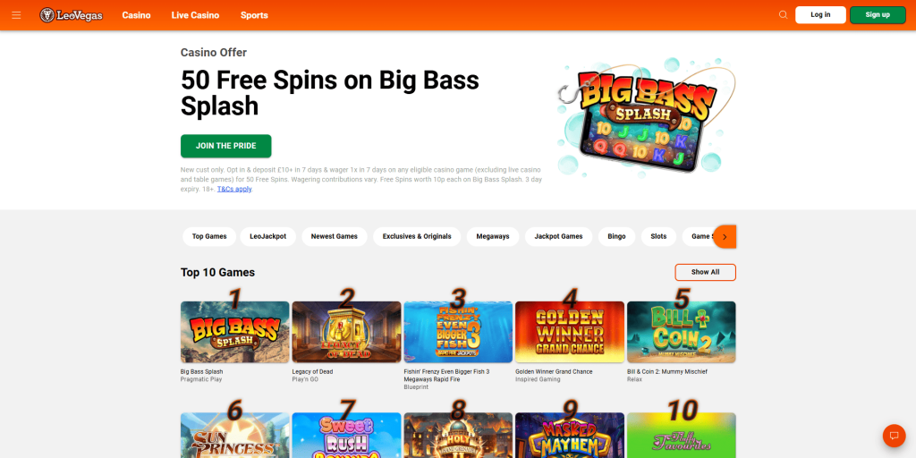 Leovegas Casino screenshot