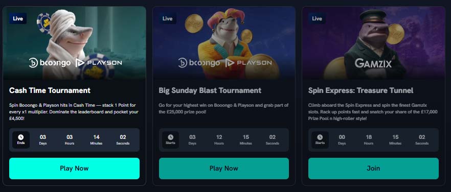 Spinshark Casino tournamets screenshot